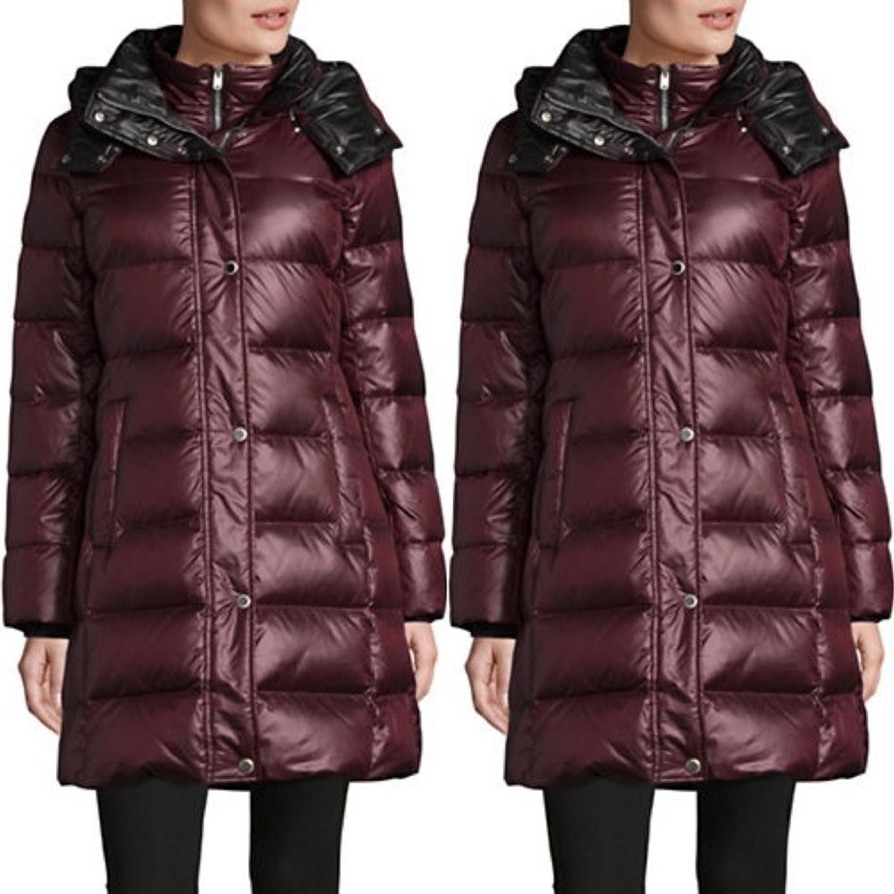 Marc New York Quilted Hood Parka-BURGUNDY